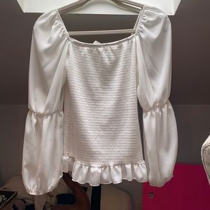 Puff long sleeve white top